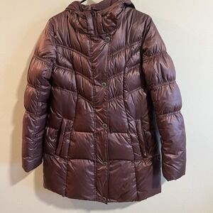 Prana Milly Down Jacket Puffer Hooded Deep Balsam Green Womens Small Coat